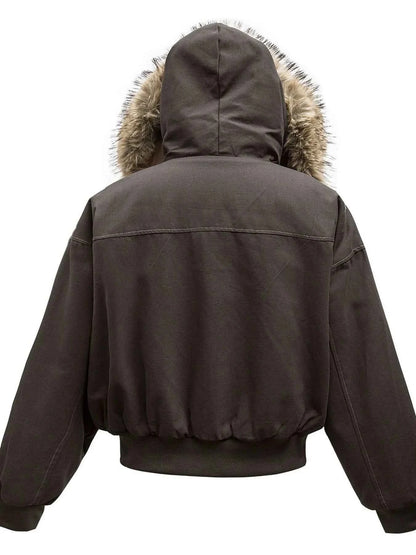 Men's Faux Fur Hooded Zip Up Jacket