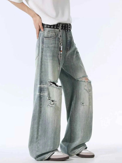 Men's Distressed Wide Leg Jeans