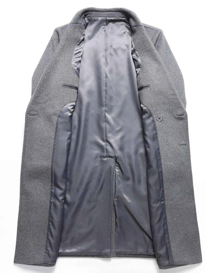 Men's Plus Size Double-Breasted Wool Overcoat