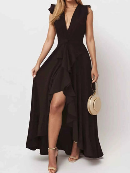 Full Size Ruffled High-Low Maxi Dress Plus Size
