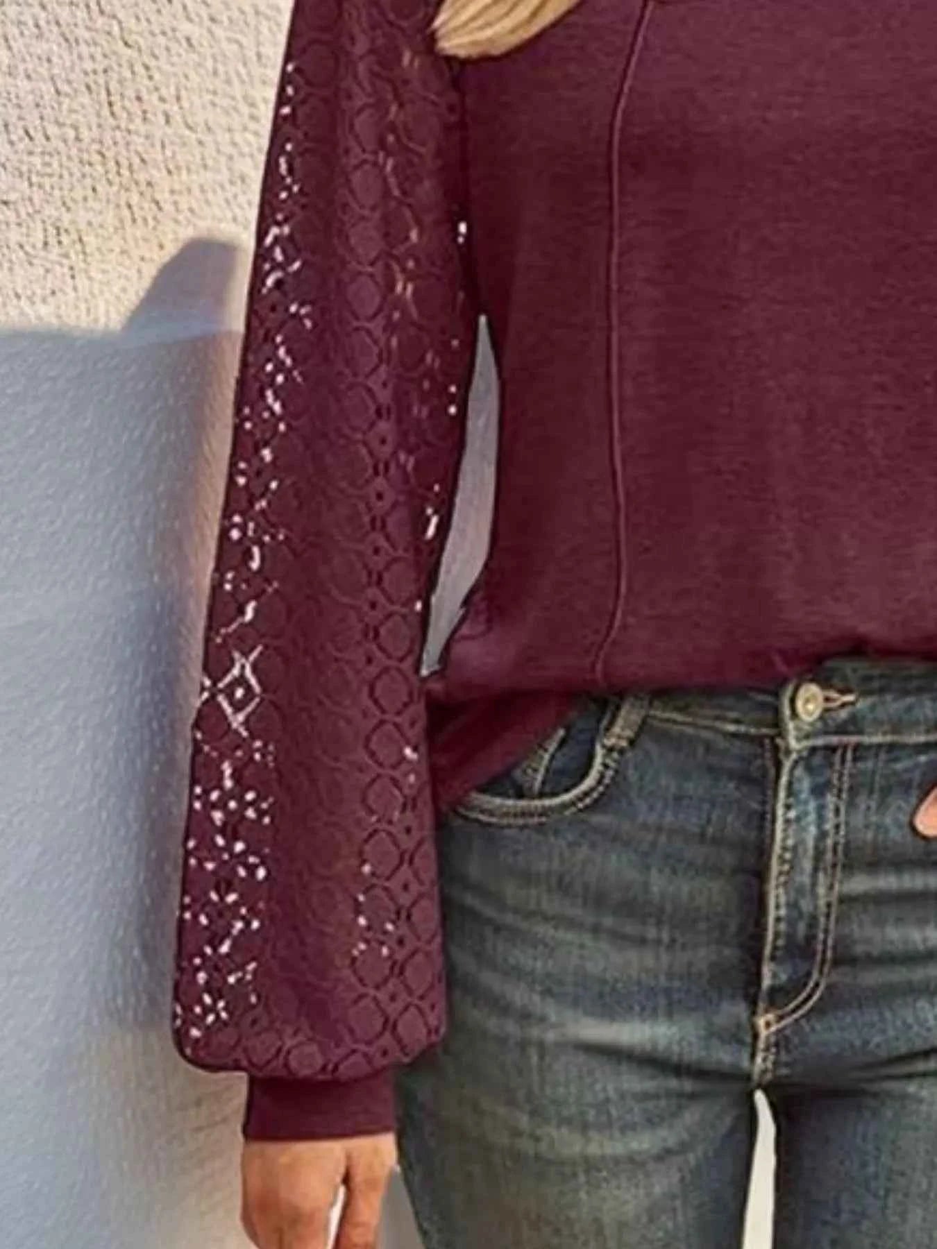 Round Neck Lace Sleeve Blouse