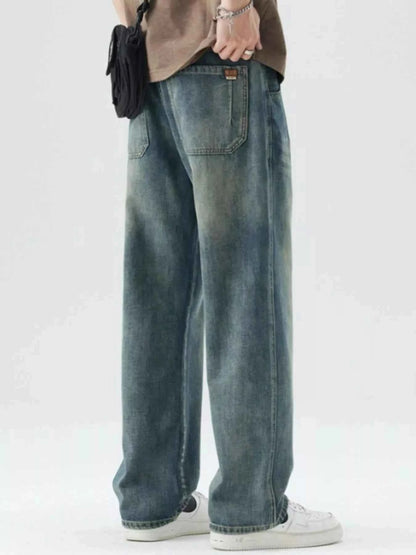 Men's Washed Wide Leg Relaxed Fit Jeans