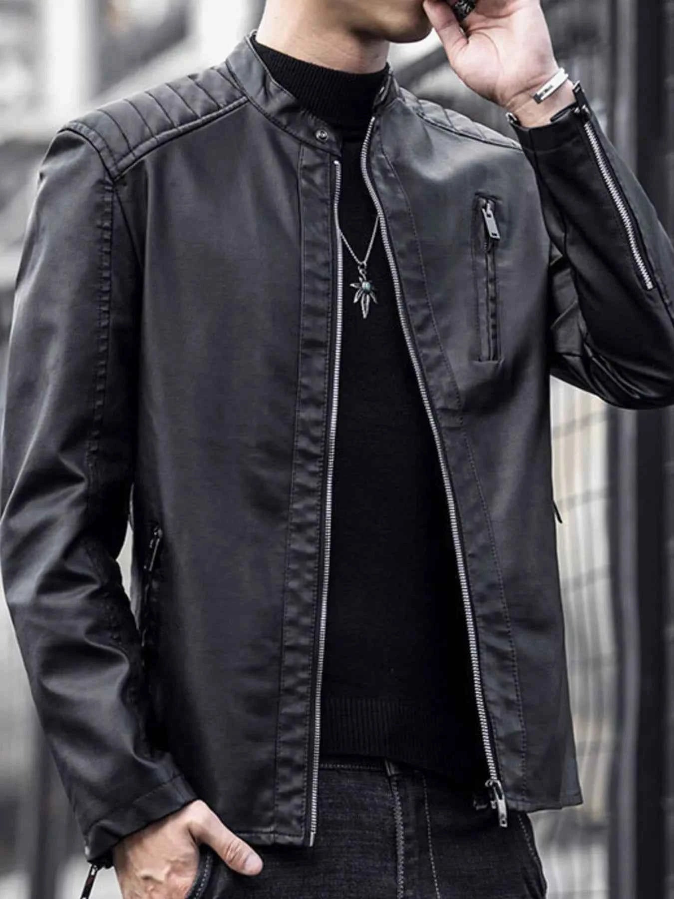 Men's Plus Size Zip Up Long Sleeve Jacket