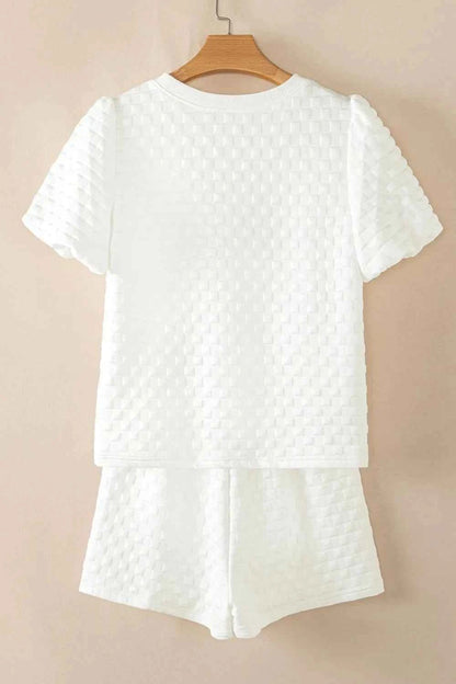 Checkered Texture Top and Shorts Set