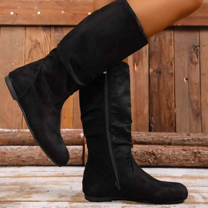 Round Toe Side Zip Boots