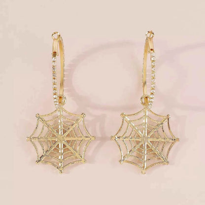 Halloween Spider Web Dangle Hoop Earrings
