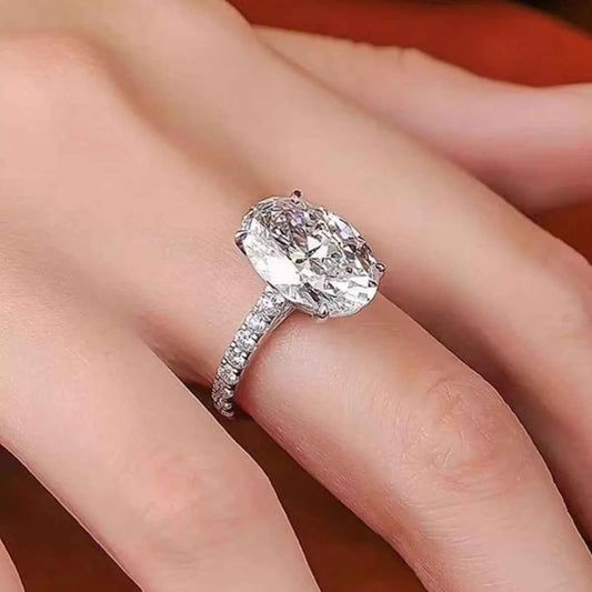 3 Carat 925 Sterling Silver Moissanite Oval Ring