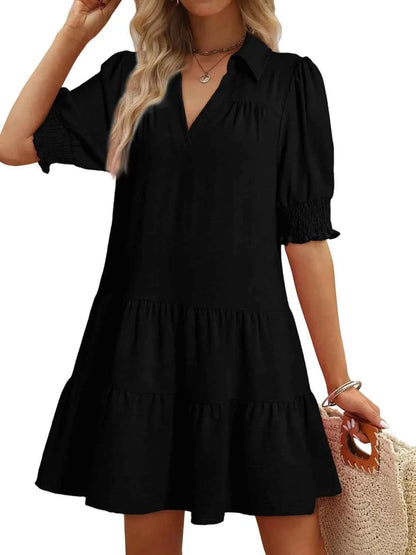 Johnny Collar Short Sleeve Mini Dress