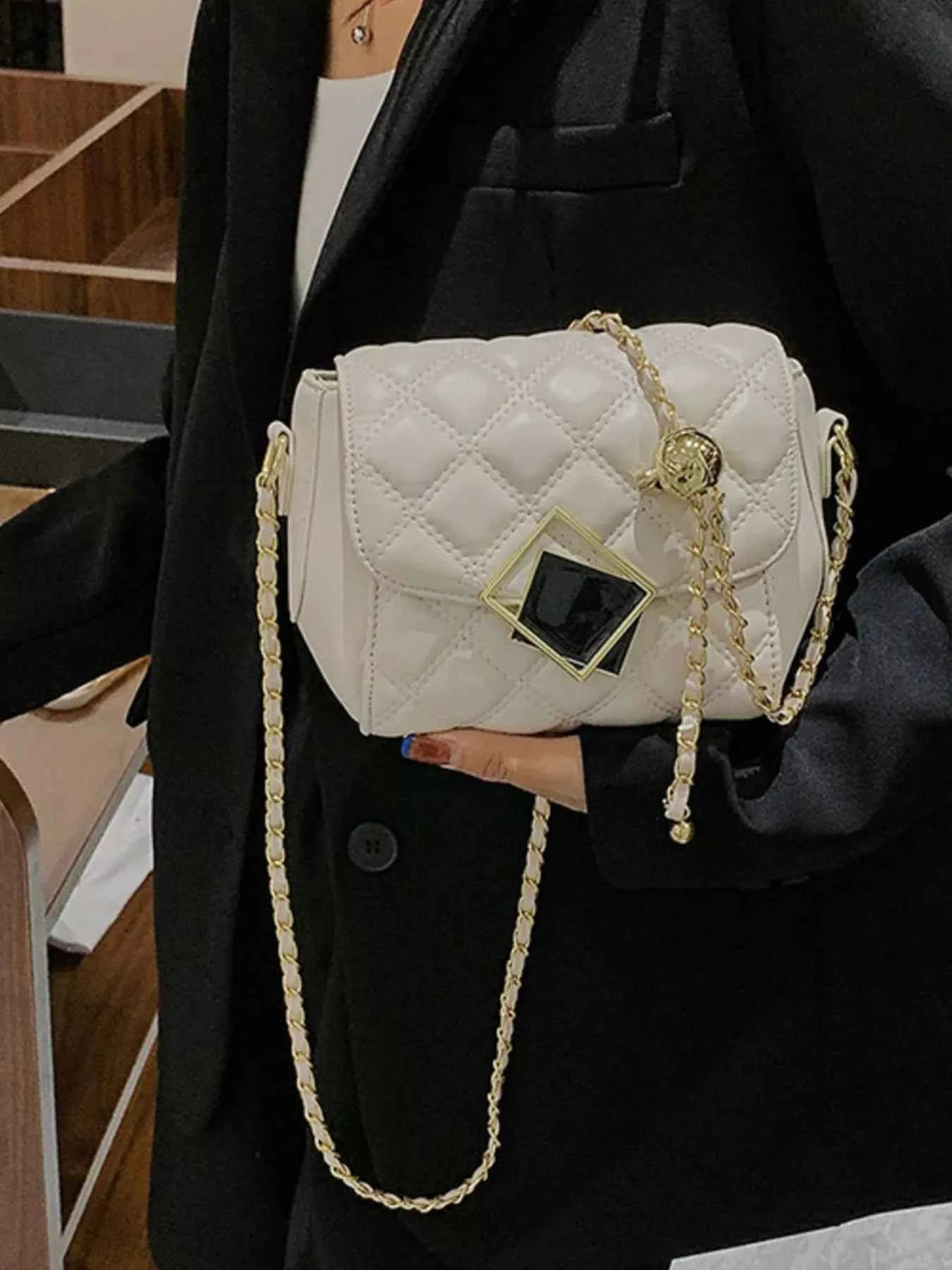 Quilted Flap Chain Crossbody Bag