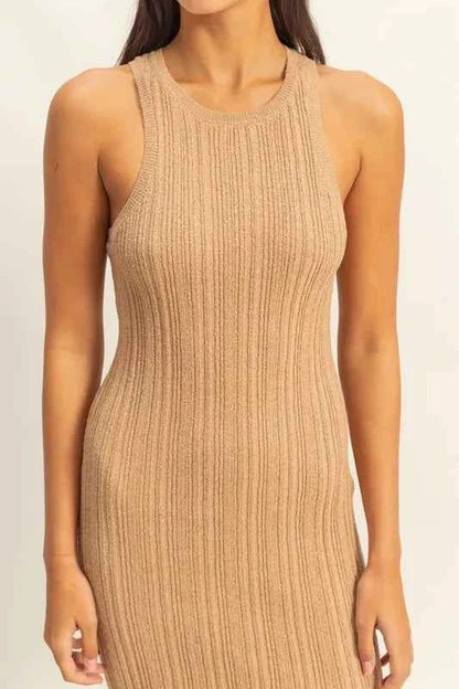 HYFVE Round Neck Bodycon Ribbed Knit Dress
