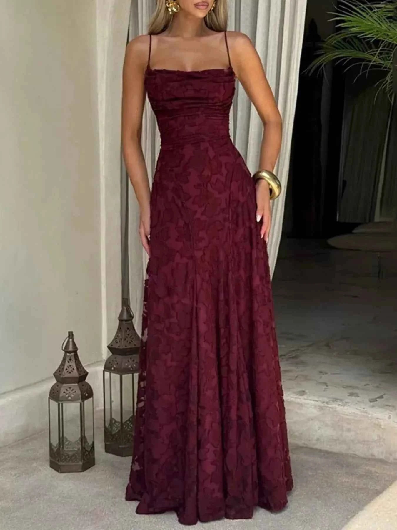 Lace Spaghetti Strap Maxi Dress