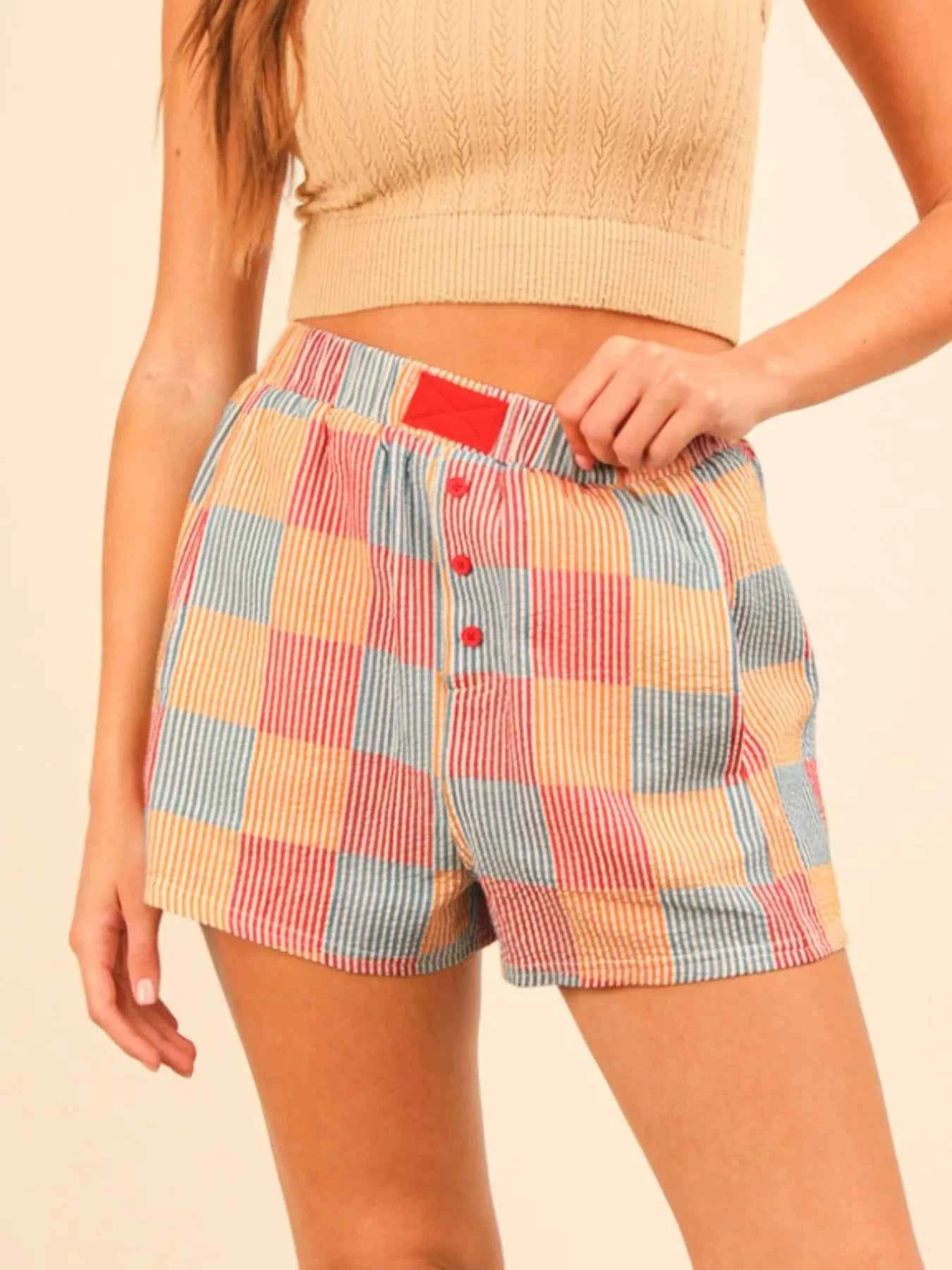 Striped High-Waist Shorts