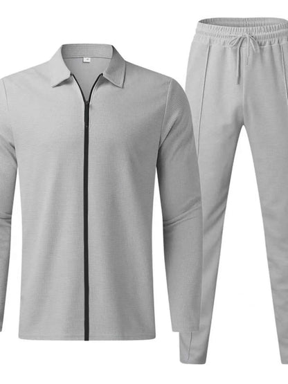 Men's Full Size Zip Up Top and Pants Set Plus Size