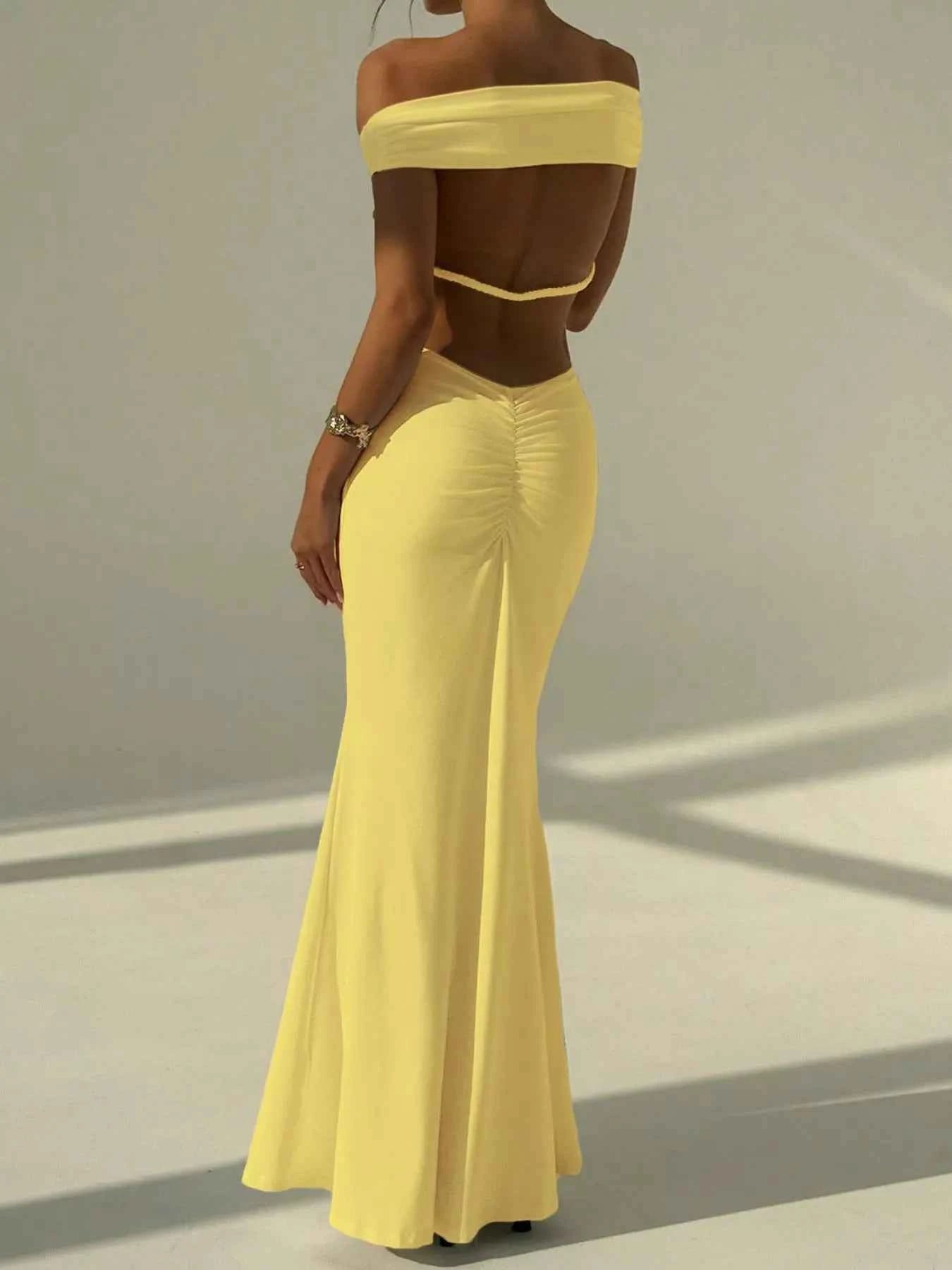 Backless Off-Shoulder Bodycon Mermaid Maxi Dress