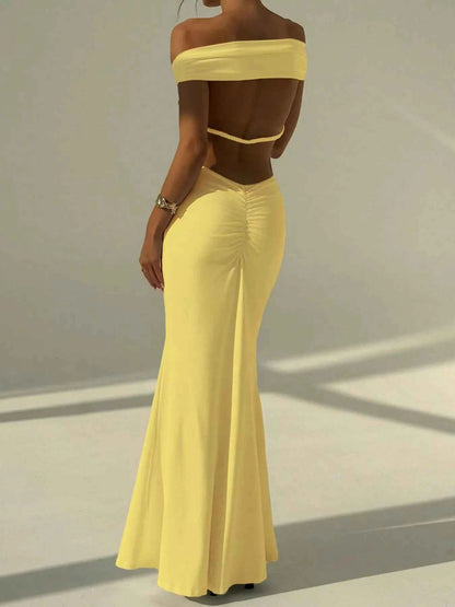 Backless Off-Shoulder Bodycon Mermaid Maxi Dress