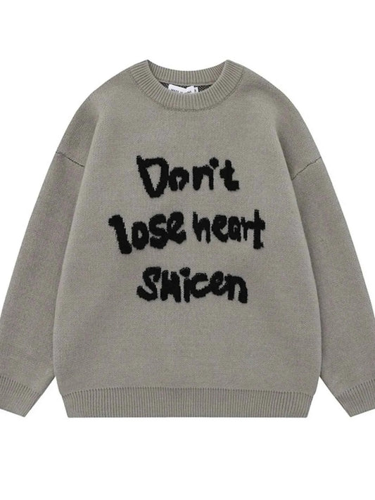 Men's Letter Round Neck Long Sleeve Sweater
