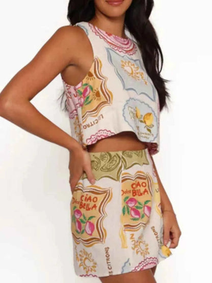 Printed Tank and Skort Two-Piece Set