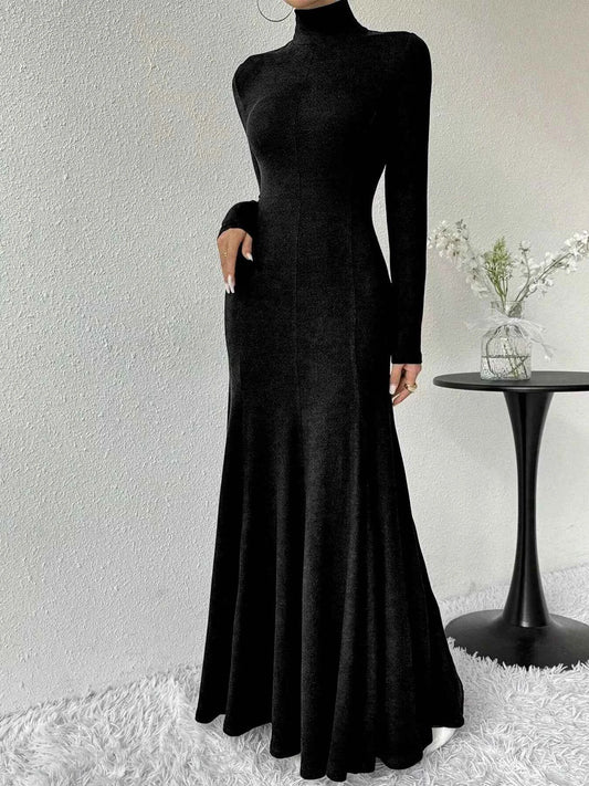 Turtleneck Long Sleeve Maxi Mermaid Dress