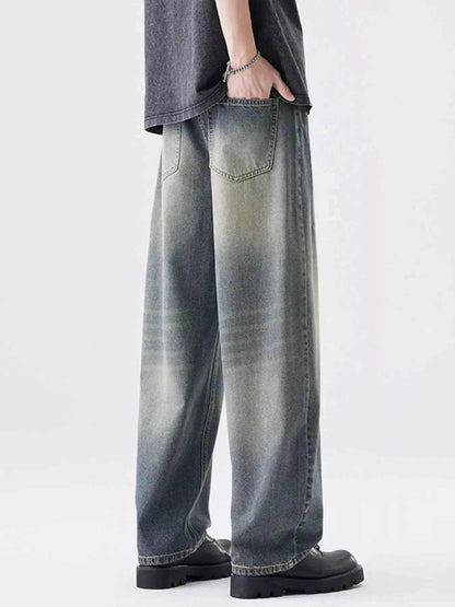 Men's Washed Wide Leg Relaxed Fit Jeans