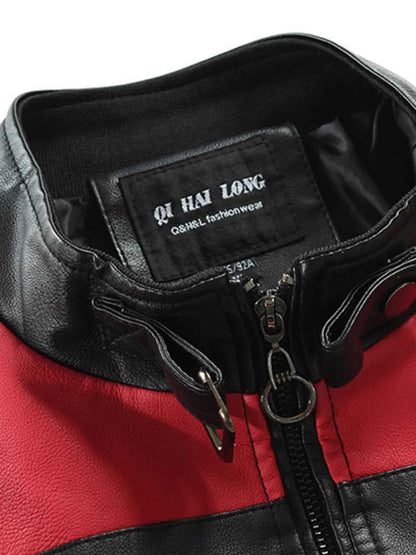 Men's Plus Size Contrast Zip Up Long Sleeve Jacket