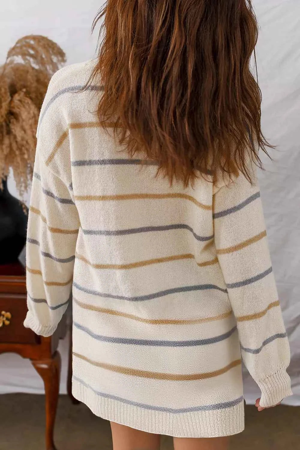 Striped Dropped Shoulder Oversized Sweater Dress