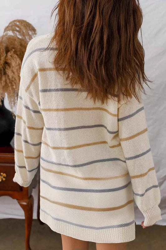 Striped Dropped Shoulder Oversized Sweater Dress