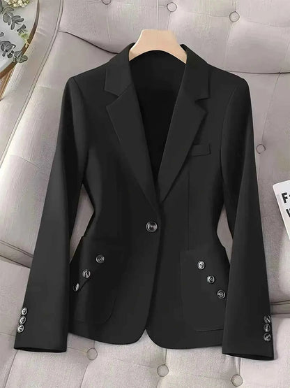 One-Button Blazer with Pockets