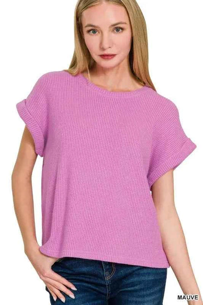 Zenana Rolled Sleeve Top and Pants Sweater Set