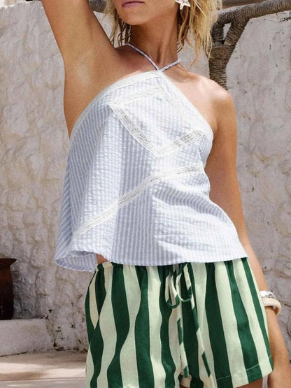 Striped Halter Neck Cami