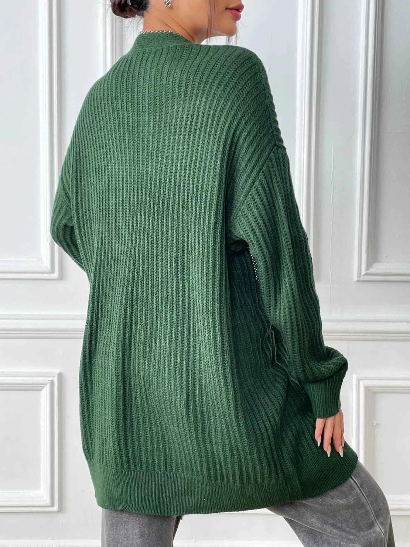 Open Front Drop Shoulder Cardigan