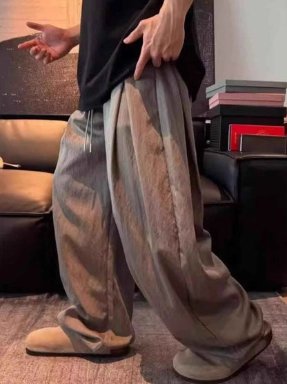 Men's Plus Size Relaxed Wide-Leg Drawstring Pants