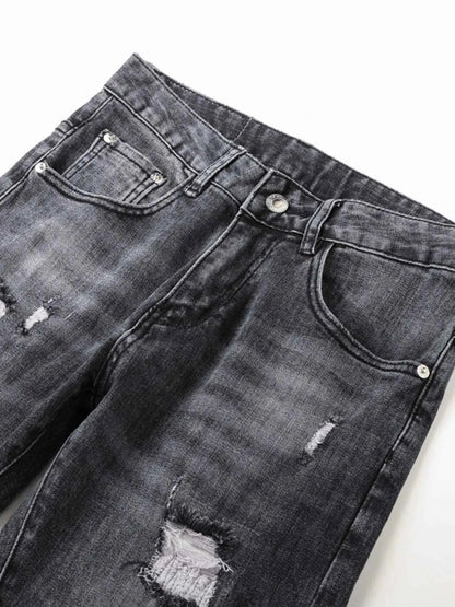 Men's Distressed Slim Fit Ripped Jeans
