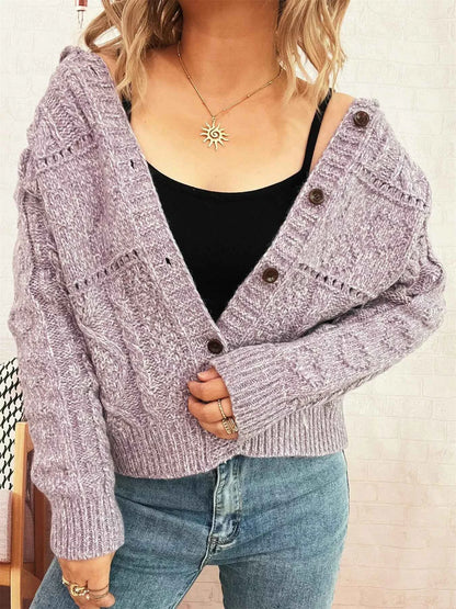 Openwork Cable Knit Button-Up Cardigan