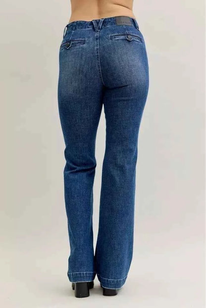 Judy Blue Full Size Mid Rise Bootcut Jeans with Welt Pockets Plus Size