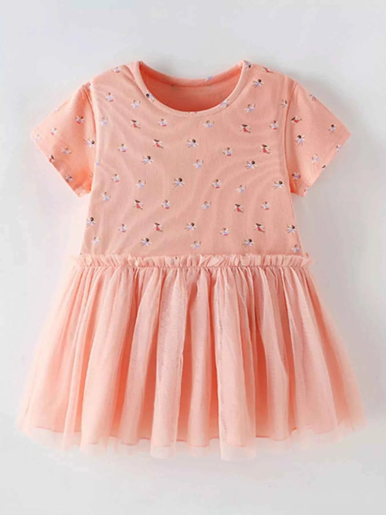 Children's Printed Tulle Layered Dress
