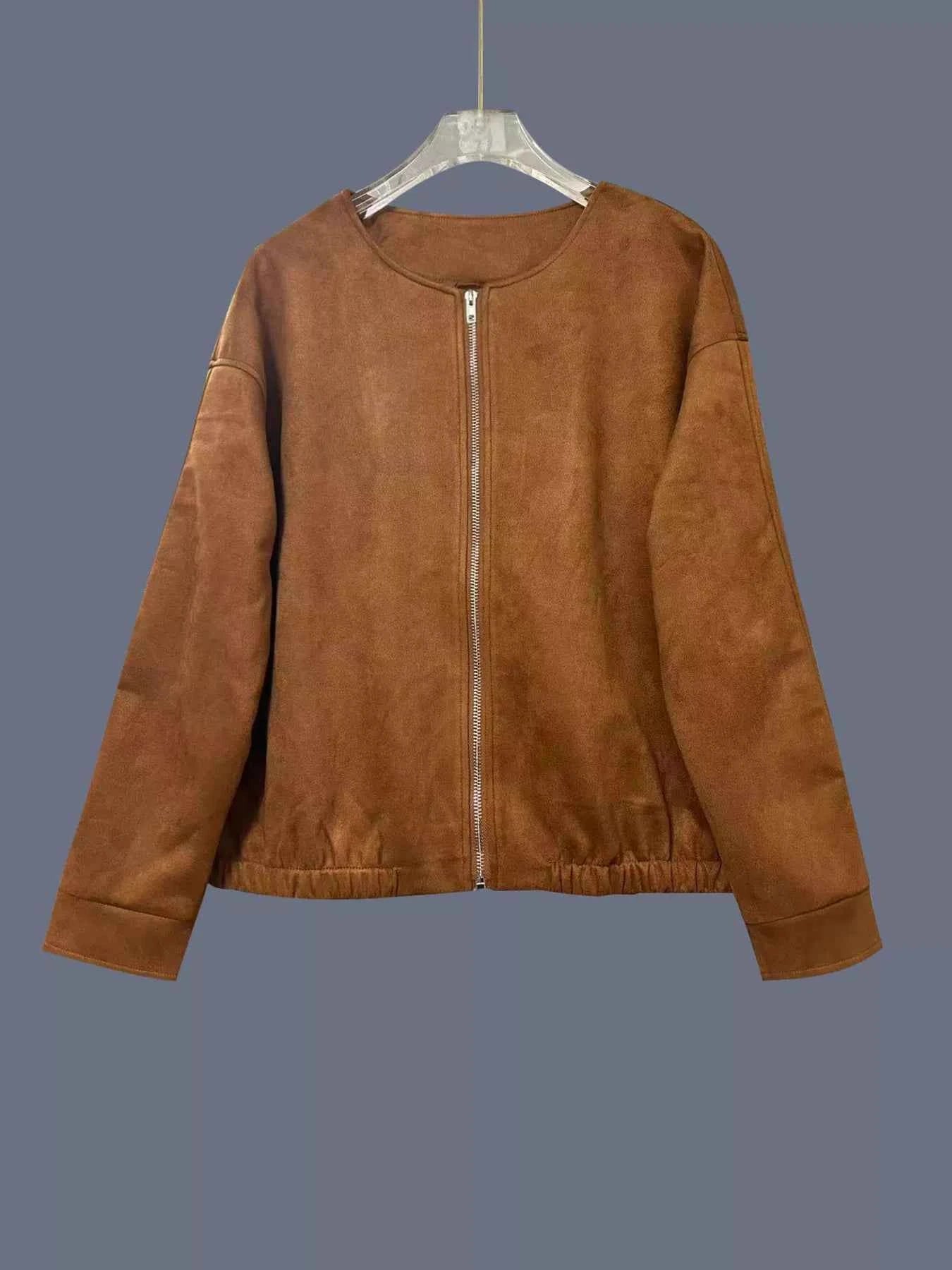 Zip Up Dropped Shoulder Jacket