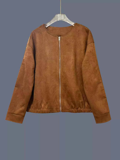 Zip Up Dropped Shoulder Jacket