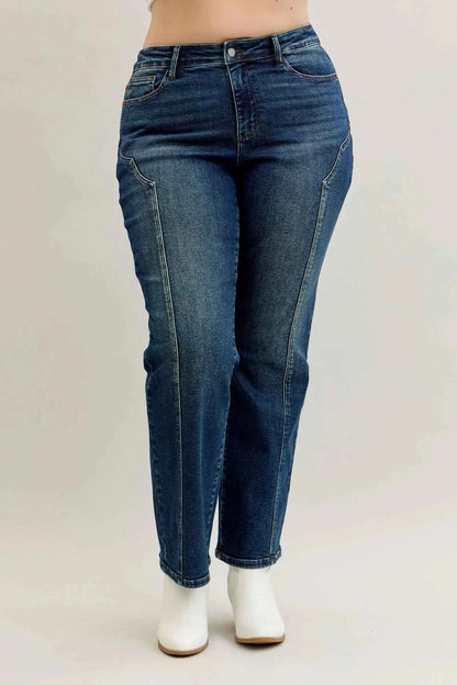 Judy Blue Full Size Seam Detail Straight Leg Jeans Plus Size