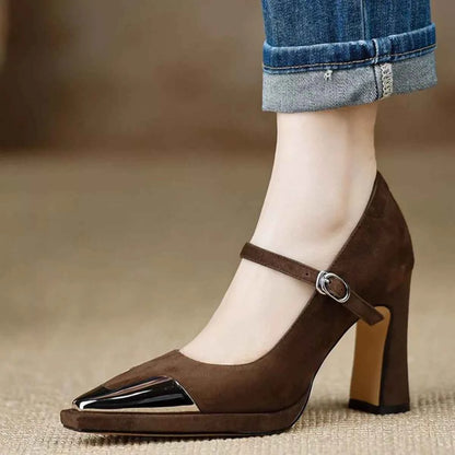 Point Toe Block Heels Pumps