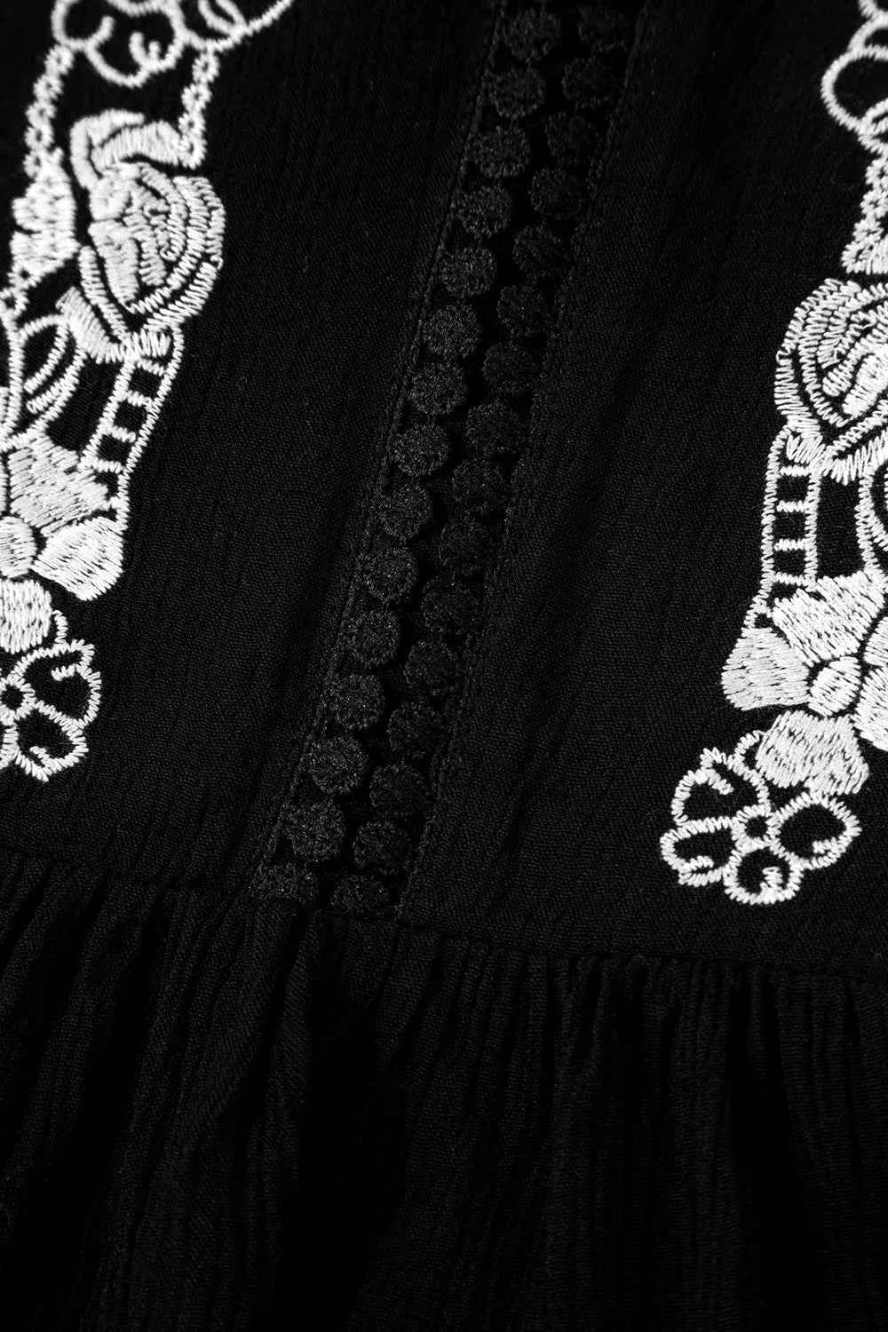 Floral Ruffled Hem Embroidery Cami