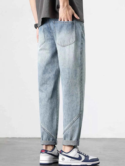 Men's Washed Wide Leg Jeans