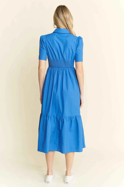Jade By Jane Short Sleeve Button Down Midi Dress