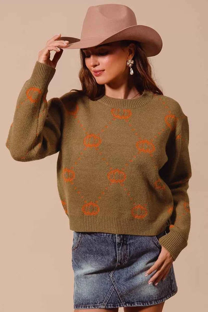 SO ME Pumpkin Rhombus Halloween Thanksgiving Sweater