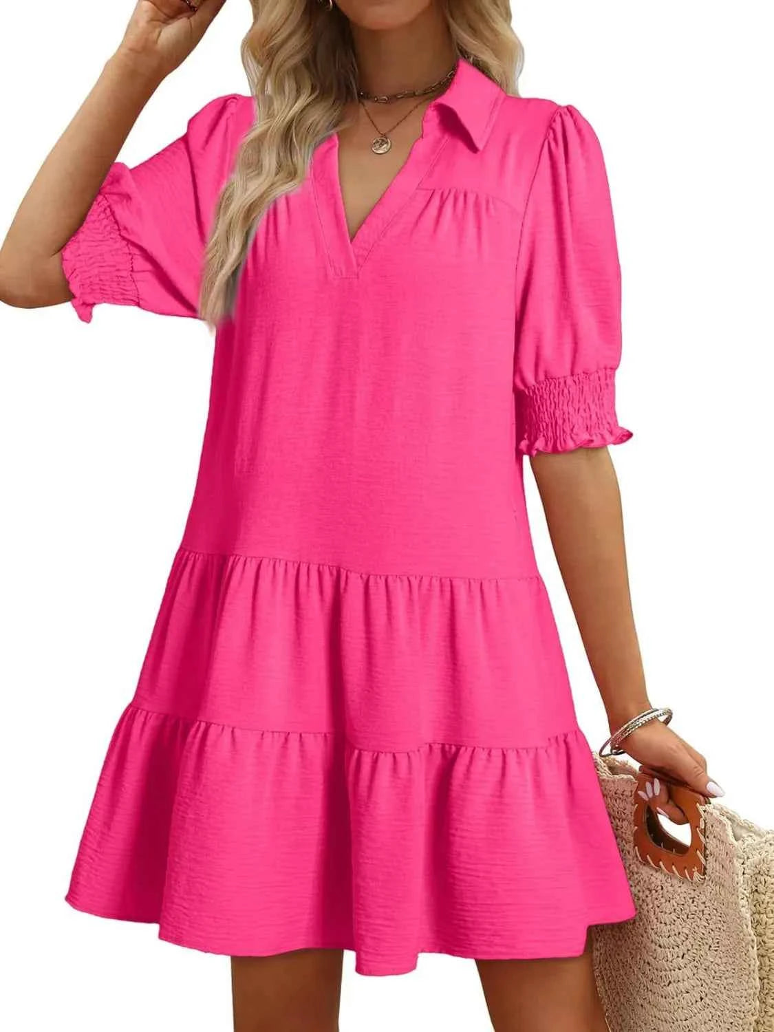 Johnny Collar Short Sleeve Mini Dress
