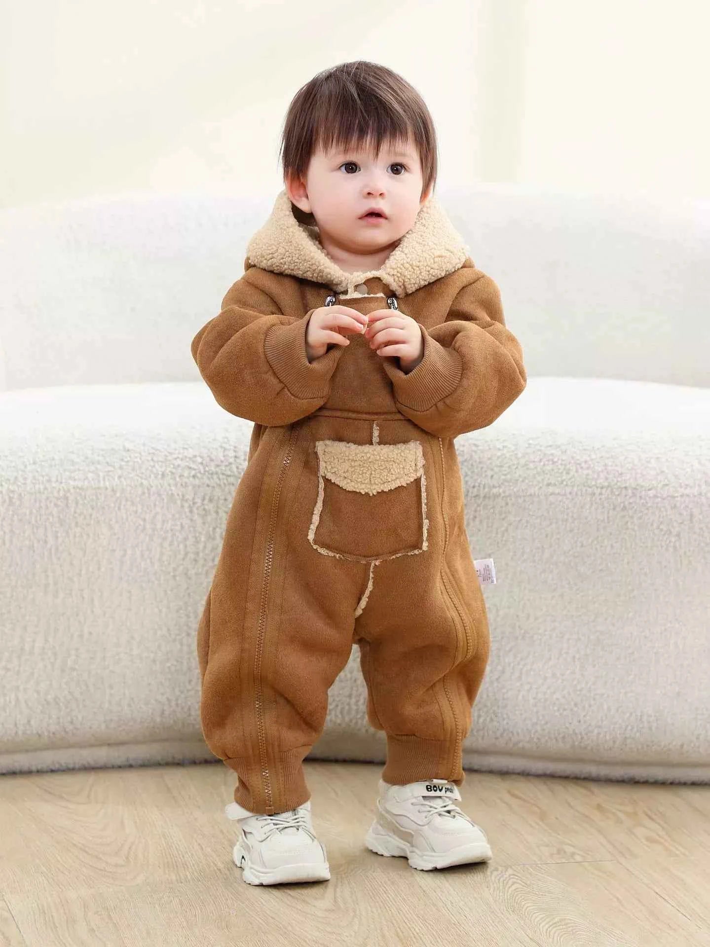 Children's Fleece Hooded One-Piece Jumpsuit