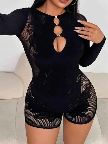 Fishing Net Long Sleeve Romper
