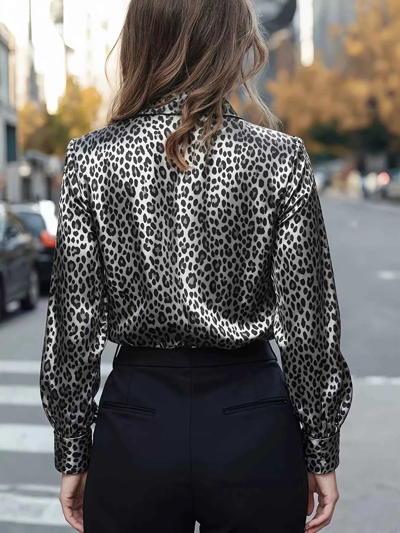 Leopard Button Up Long Sleeve Shirt