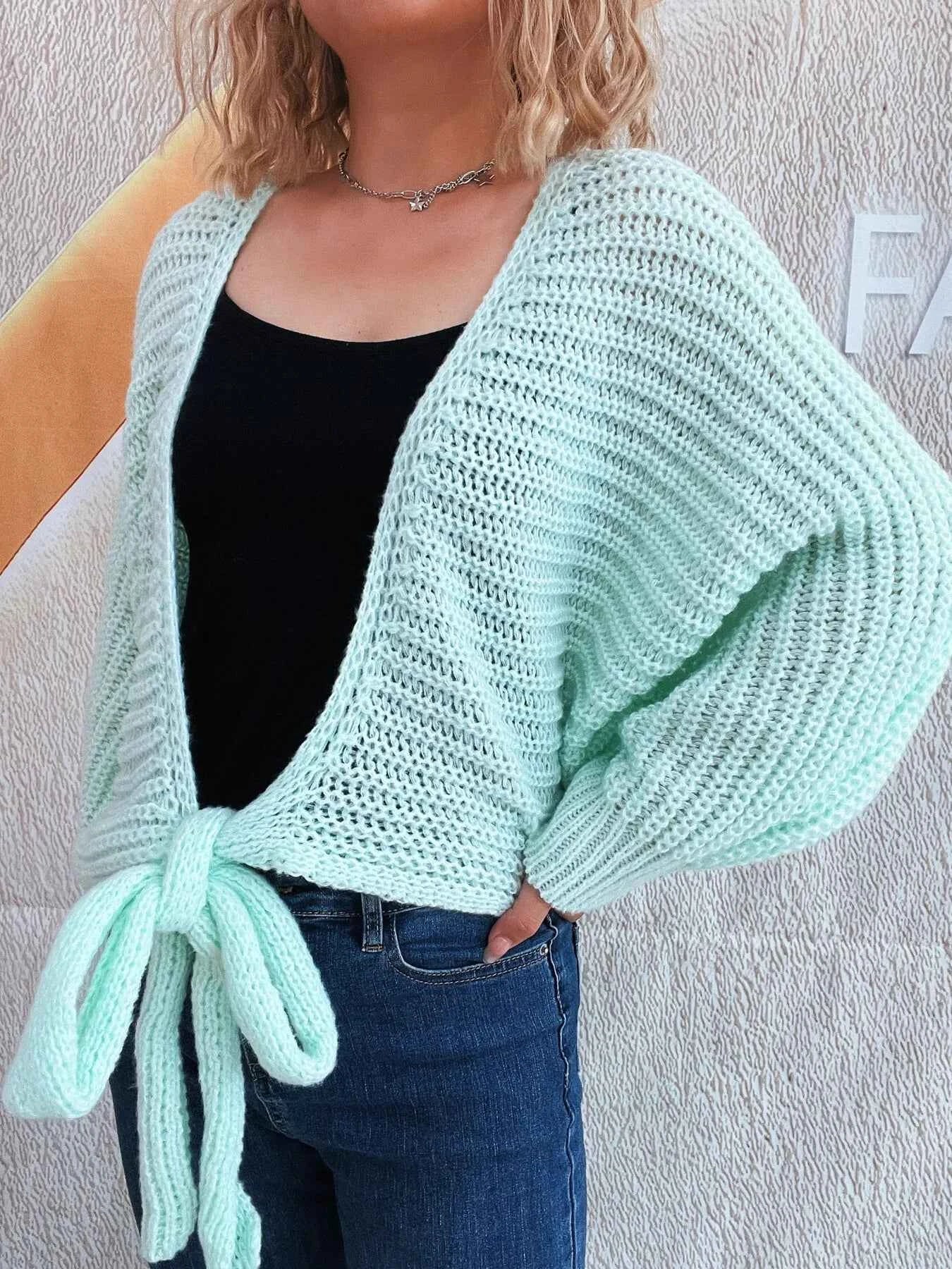Tie Front Long Sleeve Cardigan