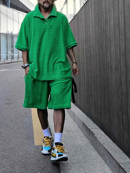 Men's Plus Size Half Sleeve Top and Shorts Set