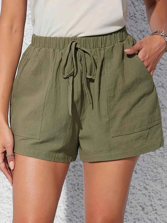 Elastic Waist Shorts with Pockets
